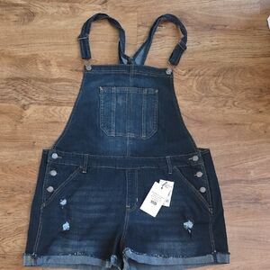 NWT Jordache Dark Indigo Denim Romper Shorts Womens Size XXL Western